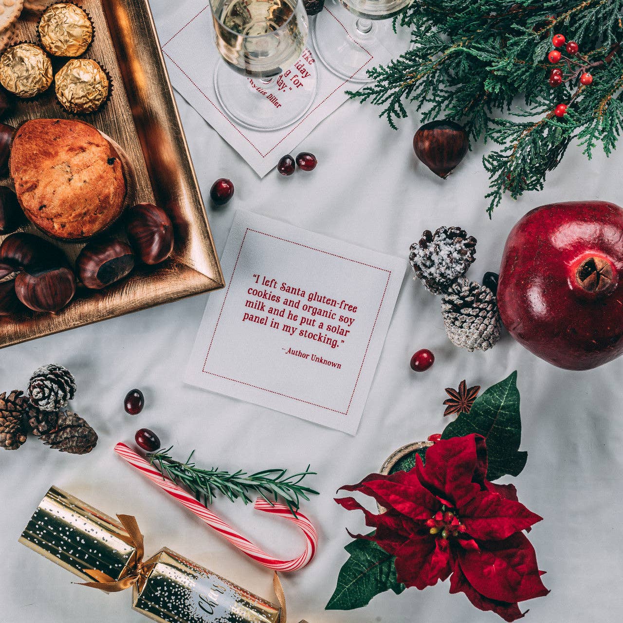 Five Star Napkins Inc. – wholesale Disposable napkin – Christmas Quotes White Cotton Cocktail Napkins x 508