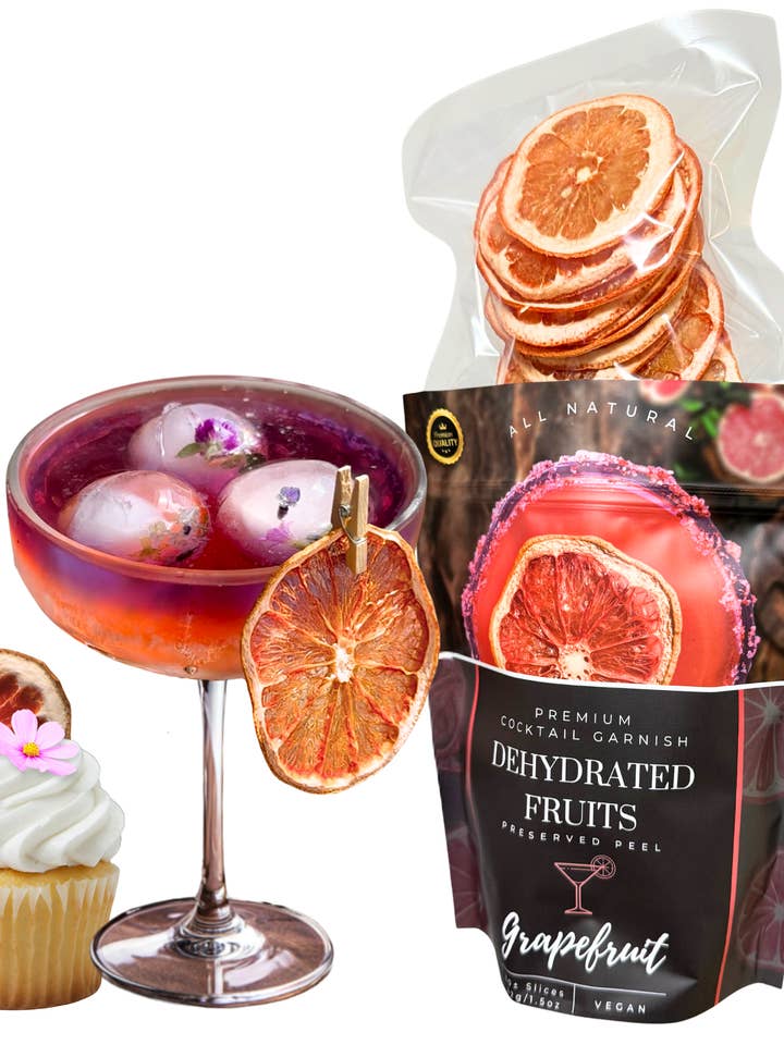 Dehydrated Grapefruit Slices | 30± Slices| DRIED FRUITS for Cocktail Garnishes & More for wholesale by PRESERVED PEEL