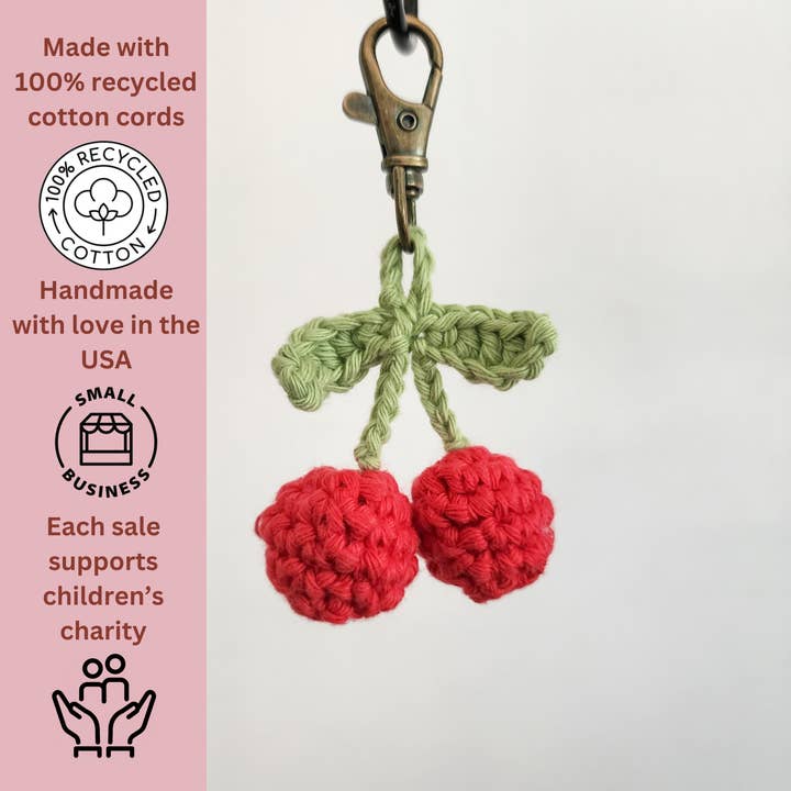 Handmade By Uruba - Wholesale Keychain - Women's - Handmade Cherry Keychain | Handwoven Crocheted Keyring1
