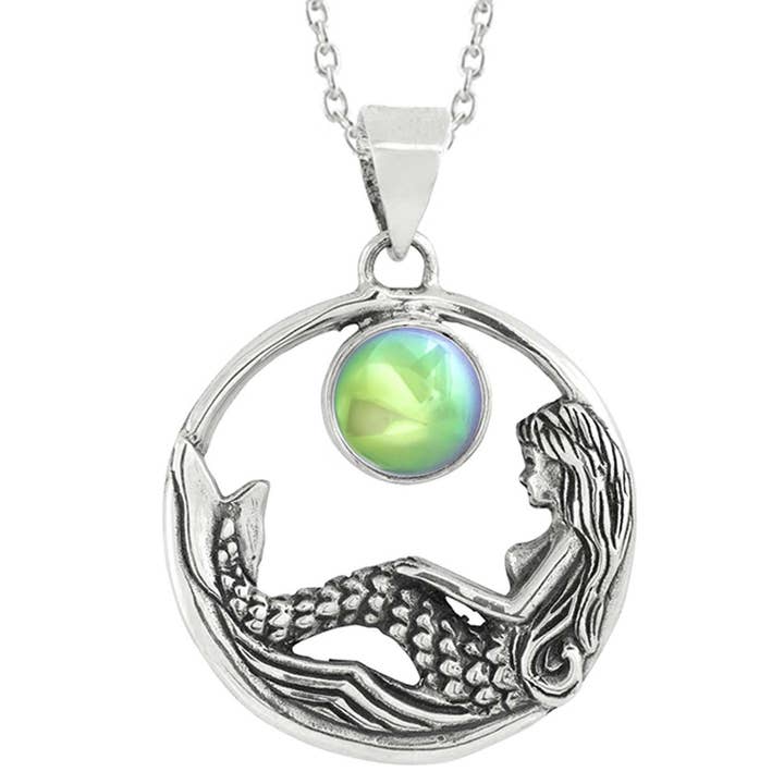 LeightWorks - Venta al por mayor Collares con colgantes/abalorios - Collar con colgante de sirena de plata de ley y cristal