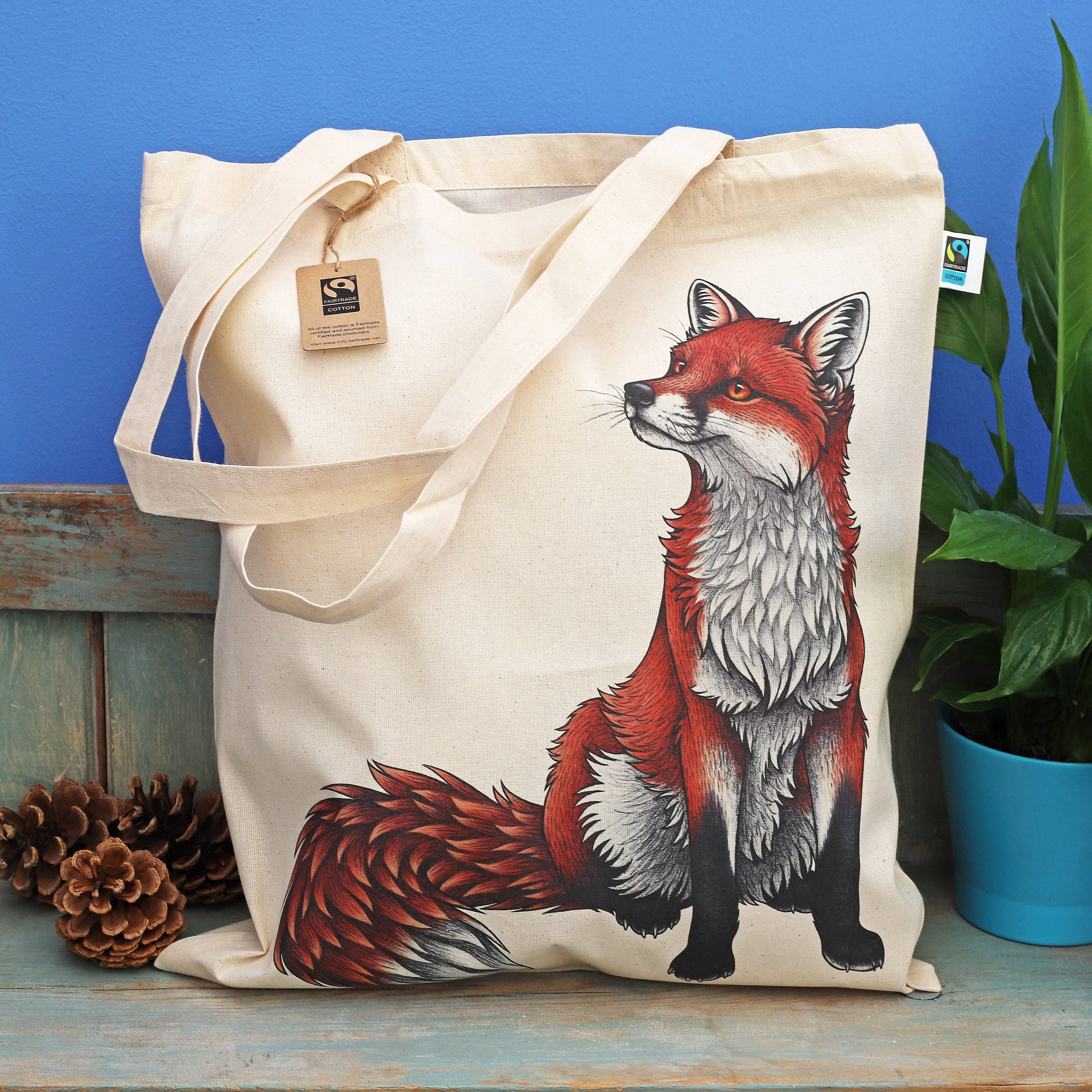 Lyndsey Green Illustration – wholesale Tote bag – Unisex – Red Fox Eco Tote Bag ~ Organic & Fairtrade Cotton