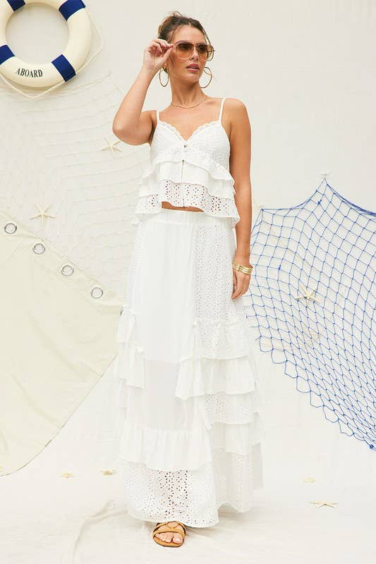 Blanc cassé Haut caraco à œillets en vente sur Faire3