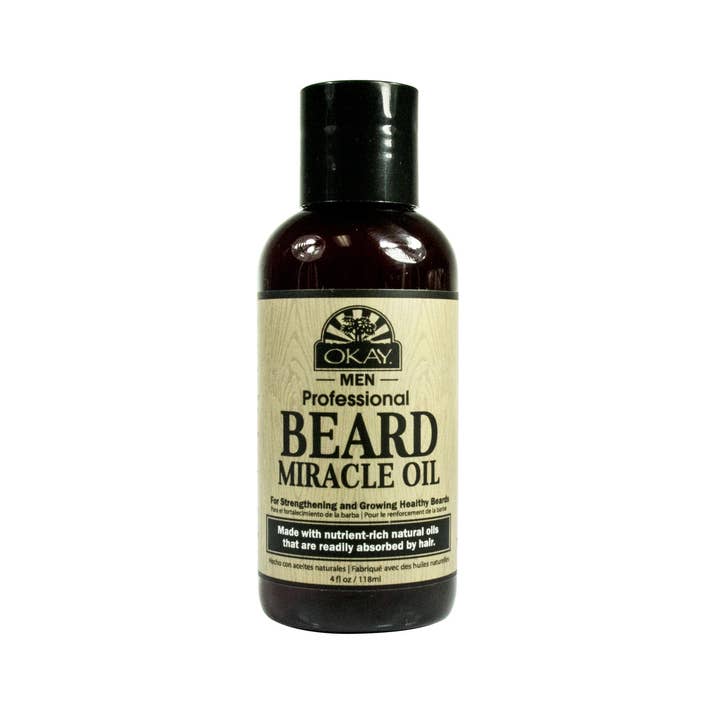 KT Supply – wholesale Skäggstylingprodukt – Okay Beard Miracle Oil för män Mjukgör, återfuktar skägg 4oz