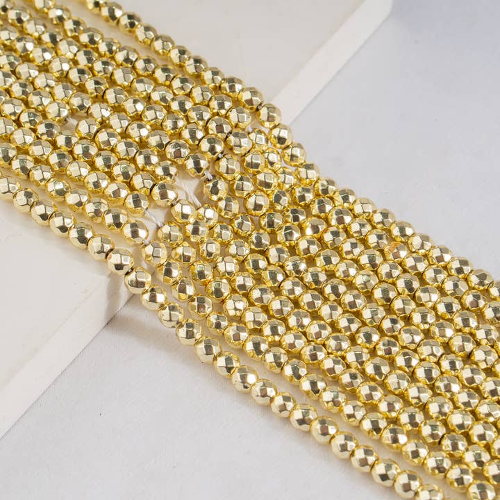 Soothing Crystals Beads - Wholesale Beads - Faceted Beads | Dark Gold Hematite | Gemstone Beads1