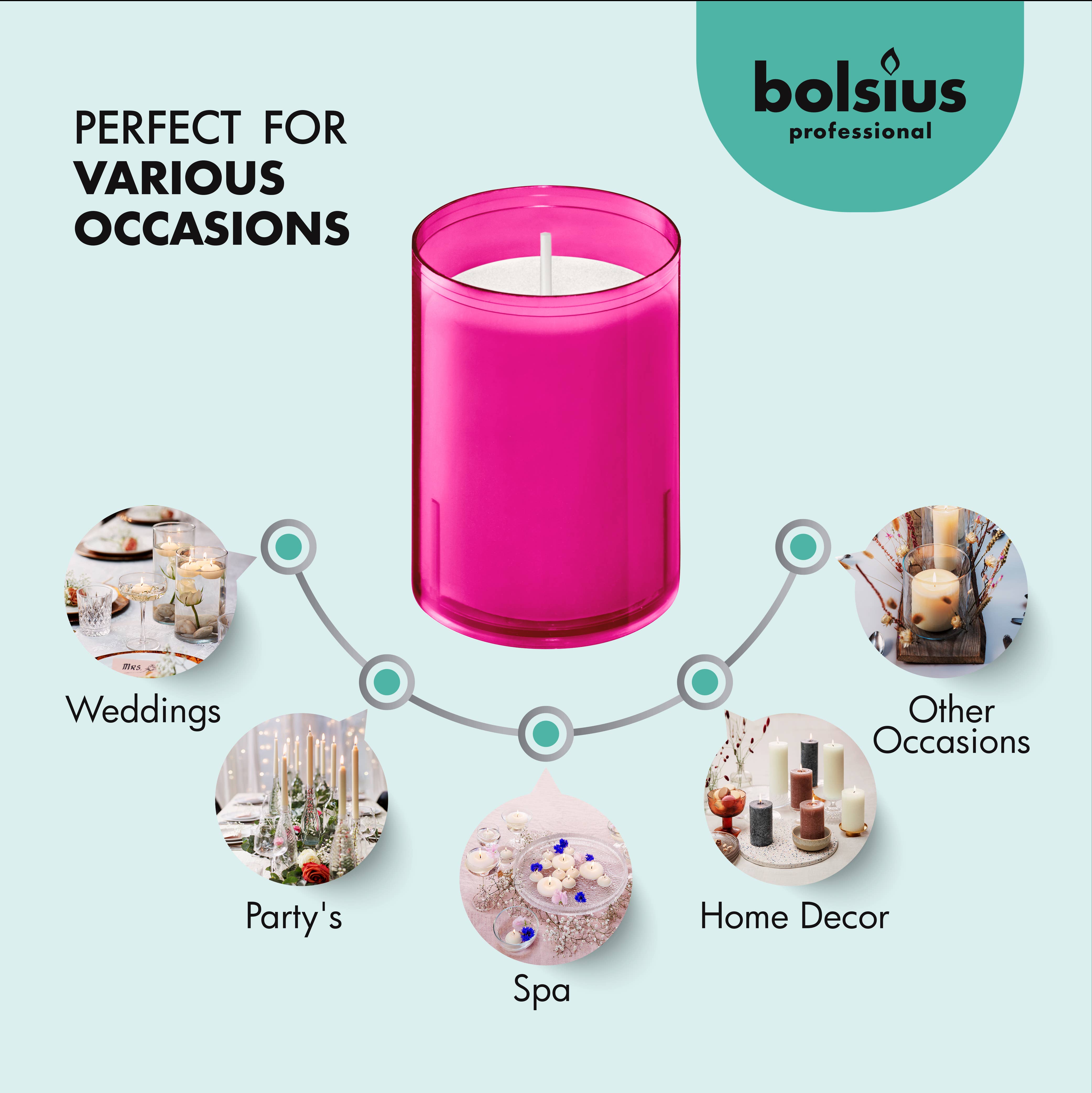 BOLSIUS – Engroshandel Votivlys – Votive lys i klare, ubrydelige plastikglas til restaurantbrug – pakke med 20 stk.35