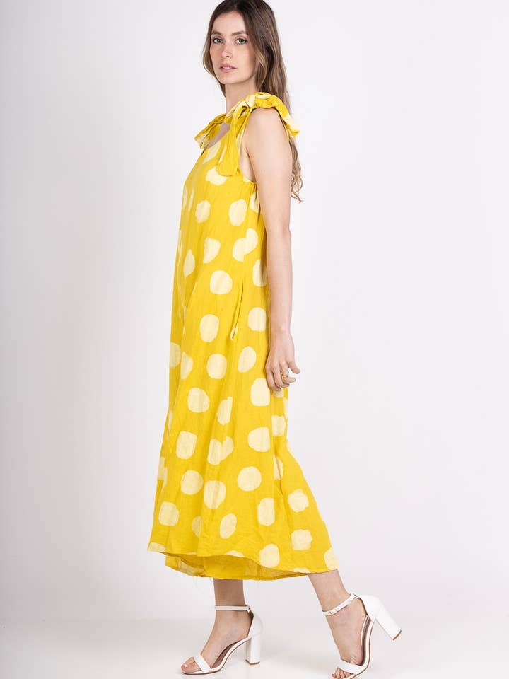 L'Emotion - Vente Combinaison – femme - Combinaison à Pois Bretelles Nœuds Ajustables 100% Lin11