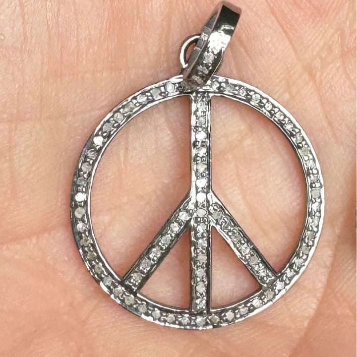 Pave Diamond Peace Pendant for wholesale by ILISSA MICHELE JEWELRY