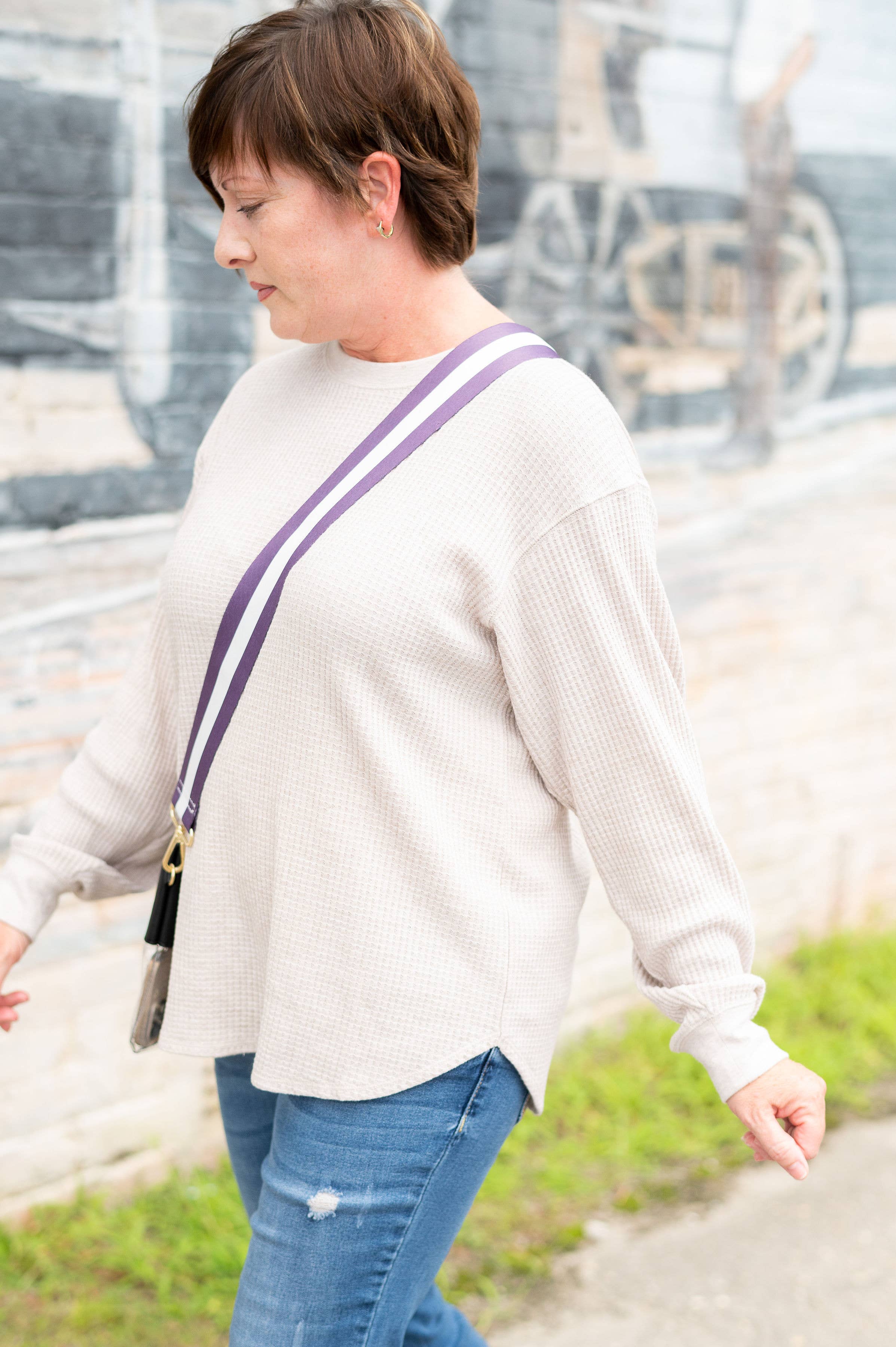 Viv&Lou - Vente Sangle pour sac – femme - Bandoulière à rayures violettes2