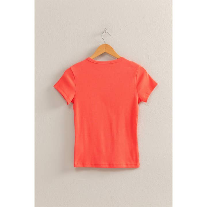 HYFVE - Wholesale Shirt - Women's - DZ25A905-Ribbed Crew Neck Short Sleeve Top