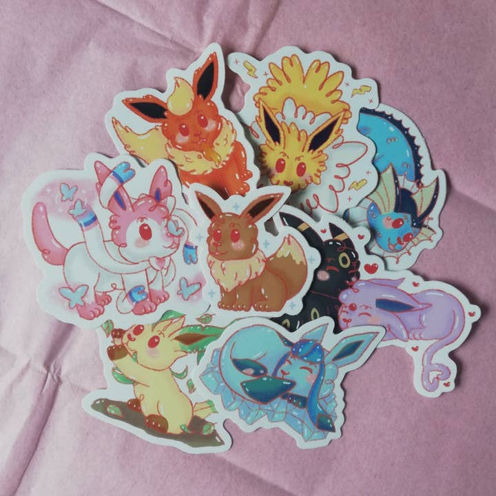 Set d'autocollants Eeveelution en vinyle brillant pour la vente par Skizzenfuchs