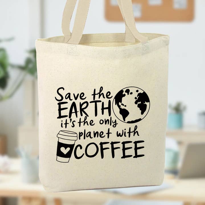 Save The Earth lærredstaske, Kaffebar for engroshandel hos Anna B. Shop