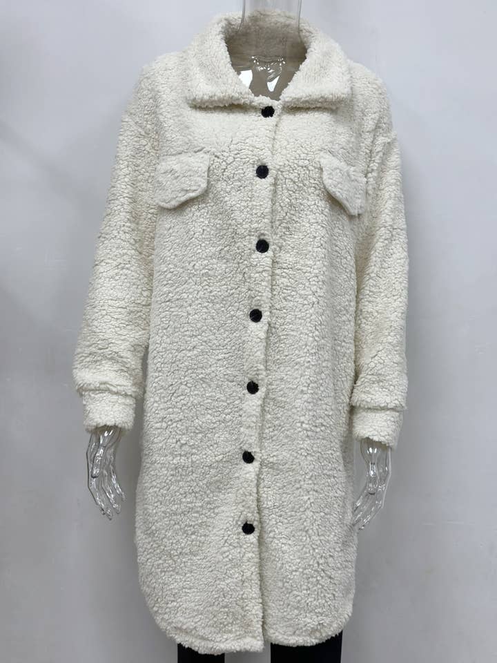 UNISHE - Wholesale Jacket - Women's - Plain Button Up Sherpa Jacket GSS097