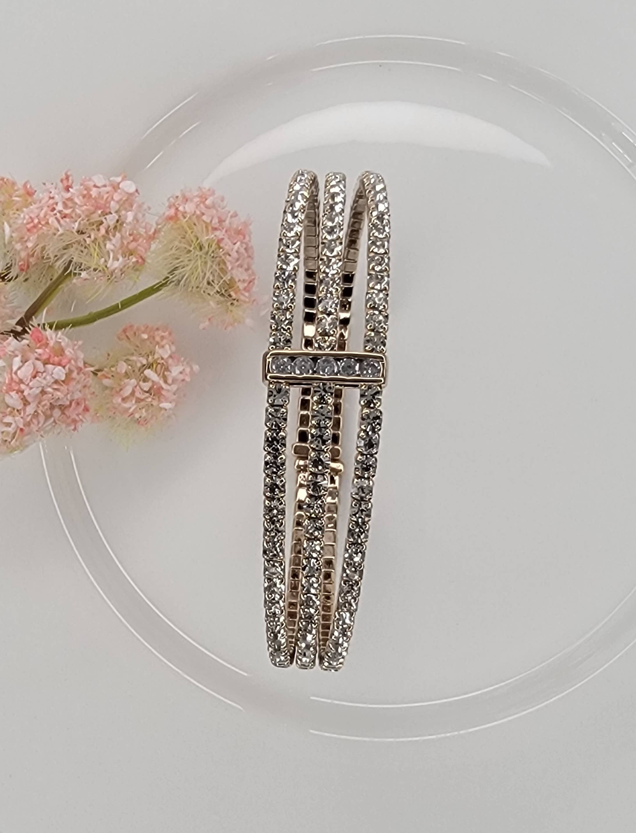 BETTYOH INC – wholesale Bangle bracelet – Triple Layer Rhinestone Bracelet4