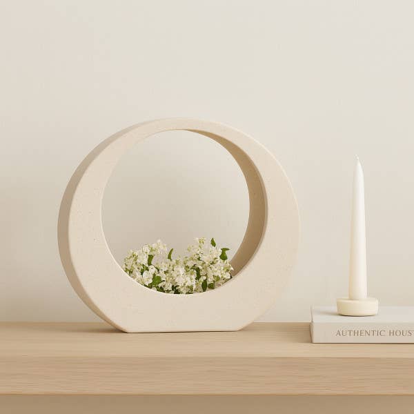 Sagebrook Home - Wholesale Tafelbladdecoratie - Keramisch Modern Cirkelvormig Decoratief Object - Wit, 8 in.0