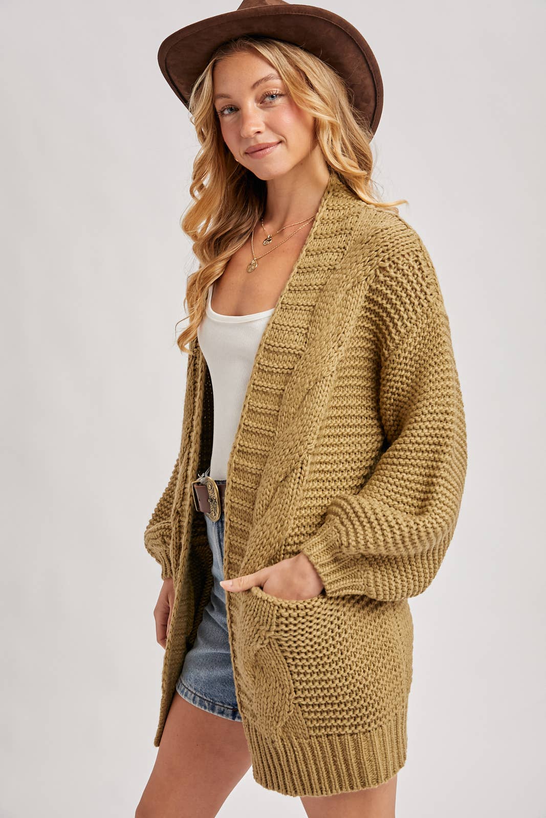 Bluivy - Vente Cardigan – femme - CARDIGAN À MANCHE LANTERNE À CÂBLE13