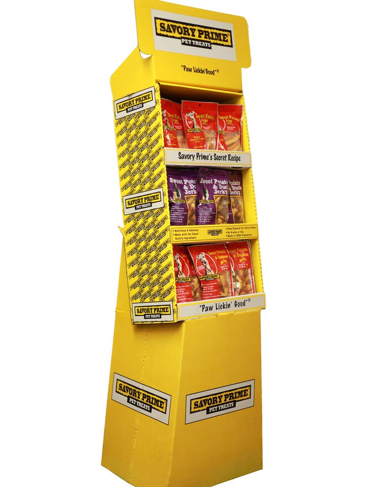 Sweet Potato Fries & Jerky Fries Combo Display for wholesale by Savory Prime