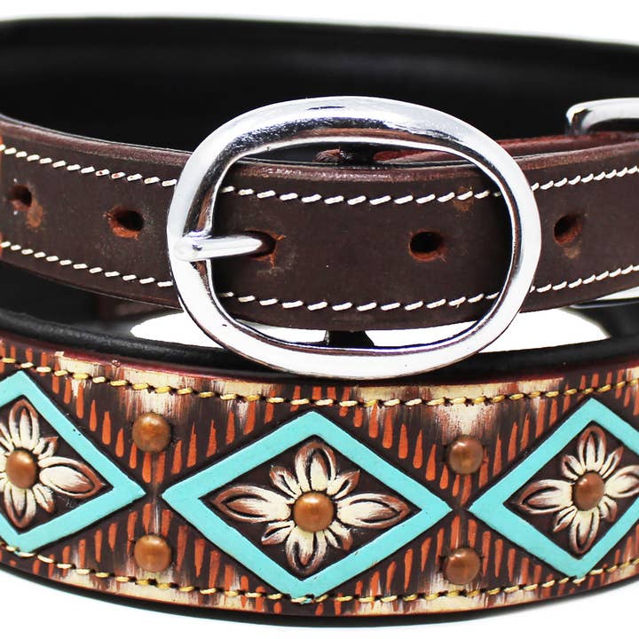 Collier rembourré en cuir de vache pour chien et chiot 6035TR pour la vente par Challenger