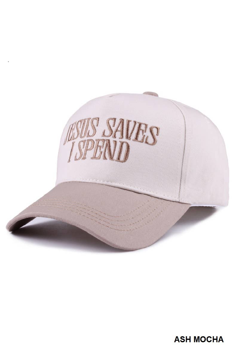 42POPS – wholesale Baseball cap – Unisex – ,,, 0827 Jesus Saves I Spend Two Tone Canvas Cotton Cap SI-279956