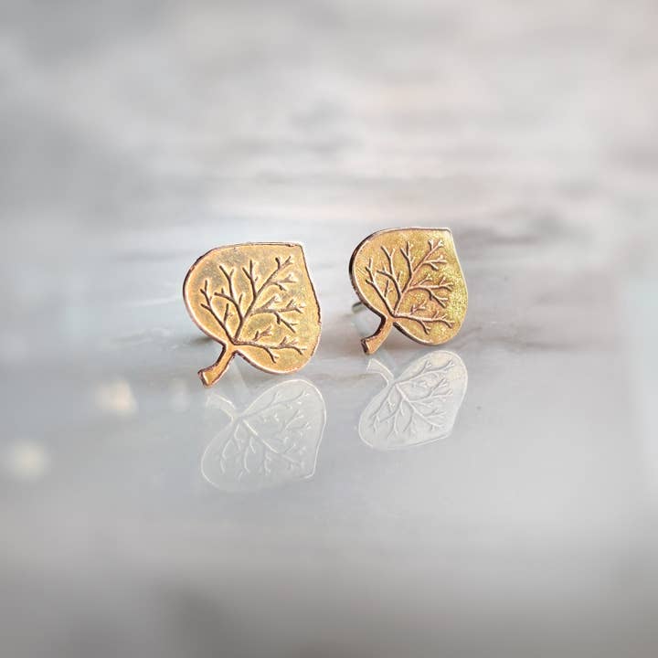 Aspen Leaf Stud Earrings for wholesale by Sojourn Well