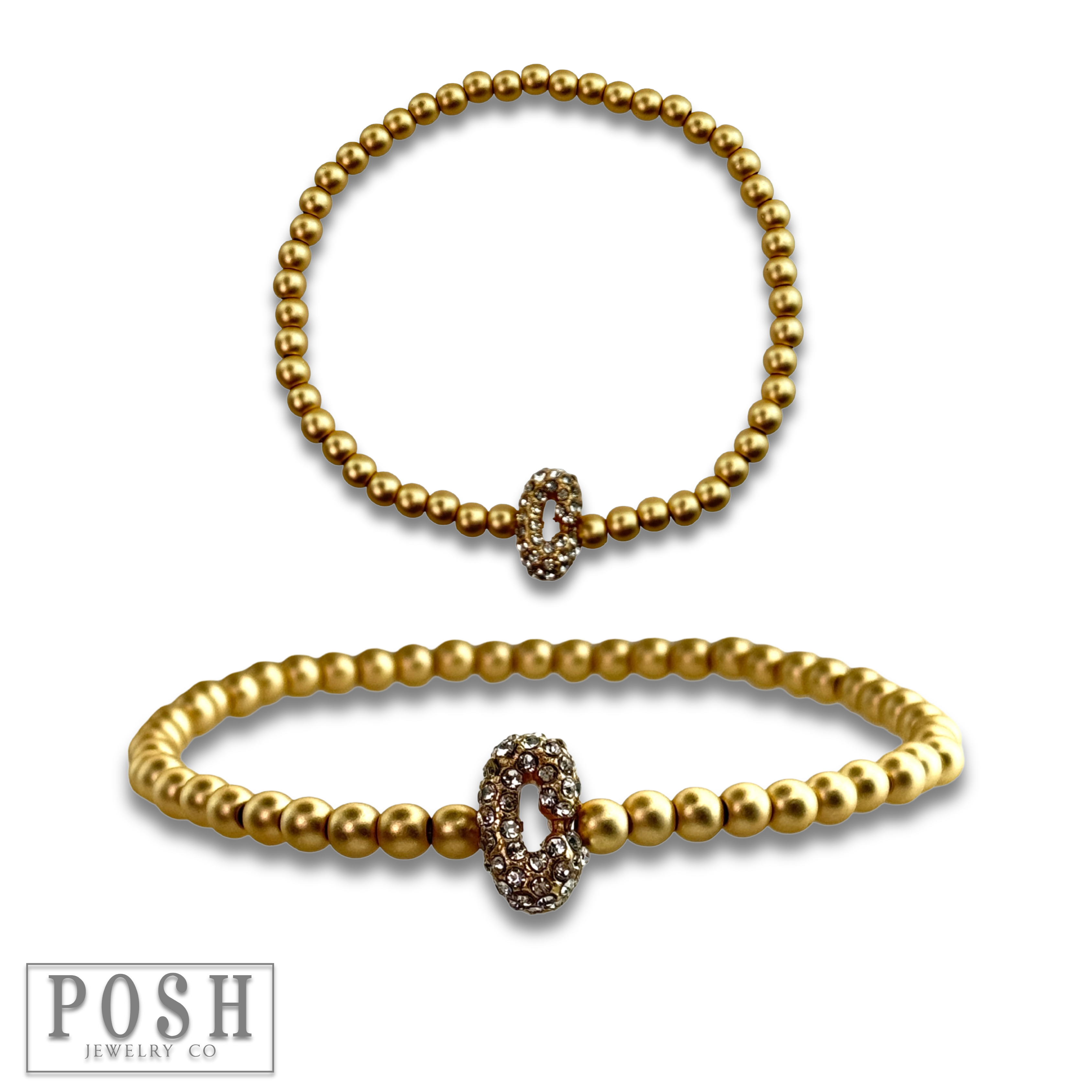 Pink Panache Brands - Wholesale Beaded Bracelet - Bead bracelet with rhinestone inital4