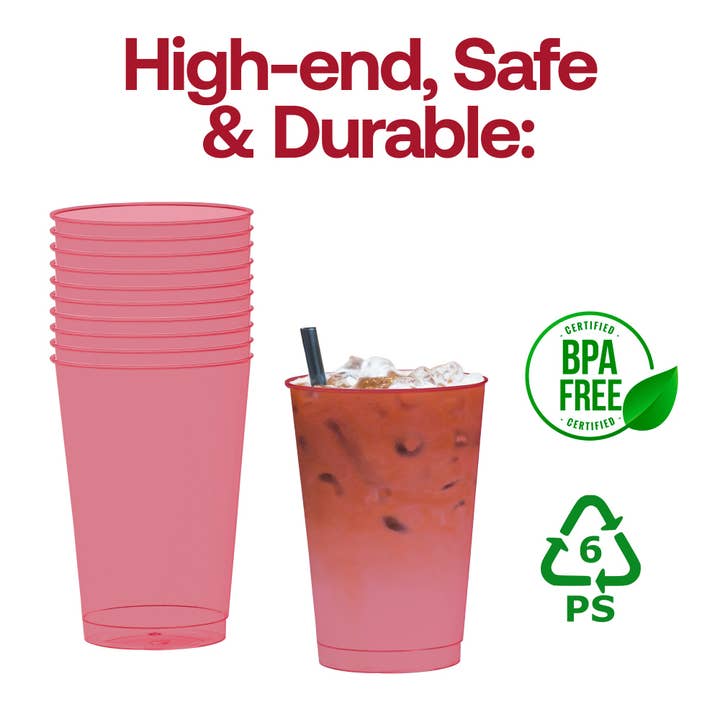 Smarty had a Party - Wholesale Disposable cup - 12 oz. Clear Red Disposable Plastic Party Cups - 240 pcs4