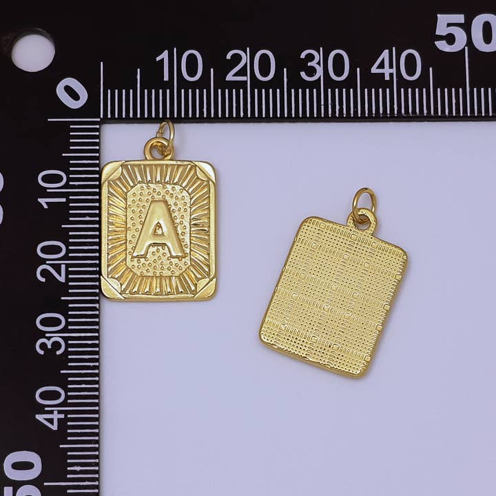 Aim Eternal - Wholesale Individual Charm/Pendant - 24k Gold Filled Initial Tag Letter Charm A - Z Alphabet Letter Tile Charm Pendant Personalized Charm for Designer Inspired Necklace Jewelry Making A716~A72827