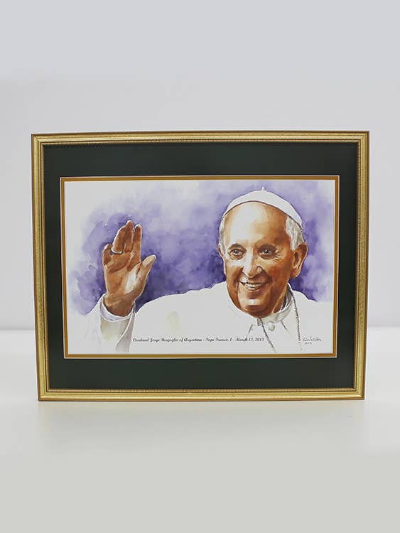 Stampa Incorniciata di Papa Francesco per la vendita all'ingrosso da parte di Irish Collection