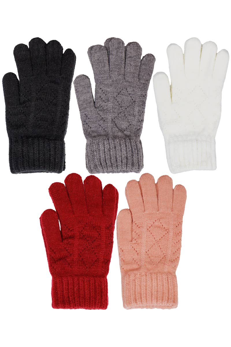 Cap Zone - Wholesale Gloves - Women's - Diamond Vent Slit Fingertip Touchscreen Gloves1