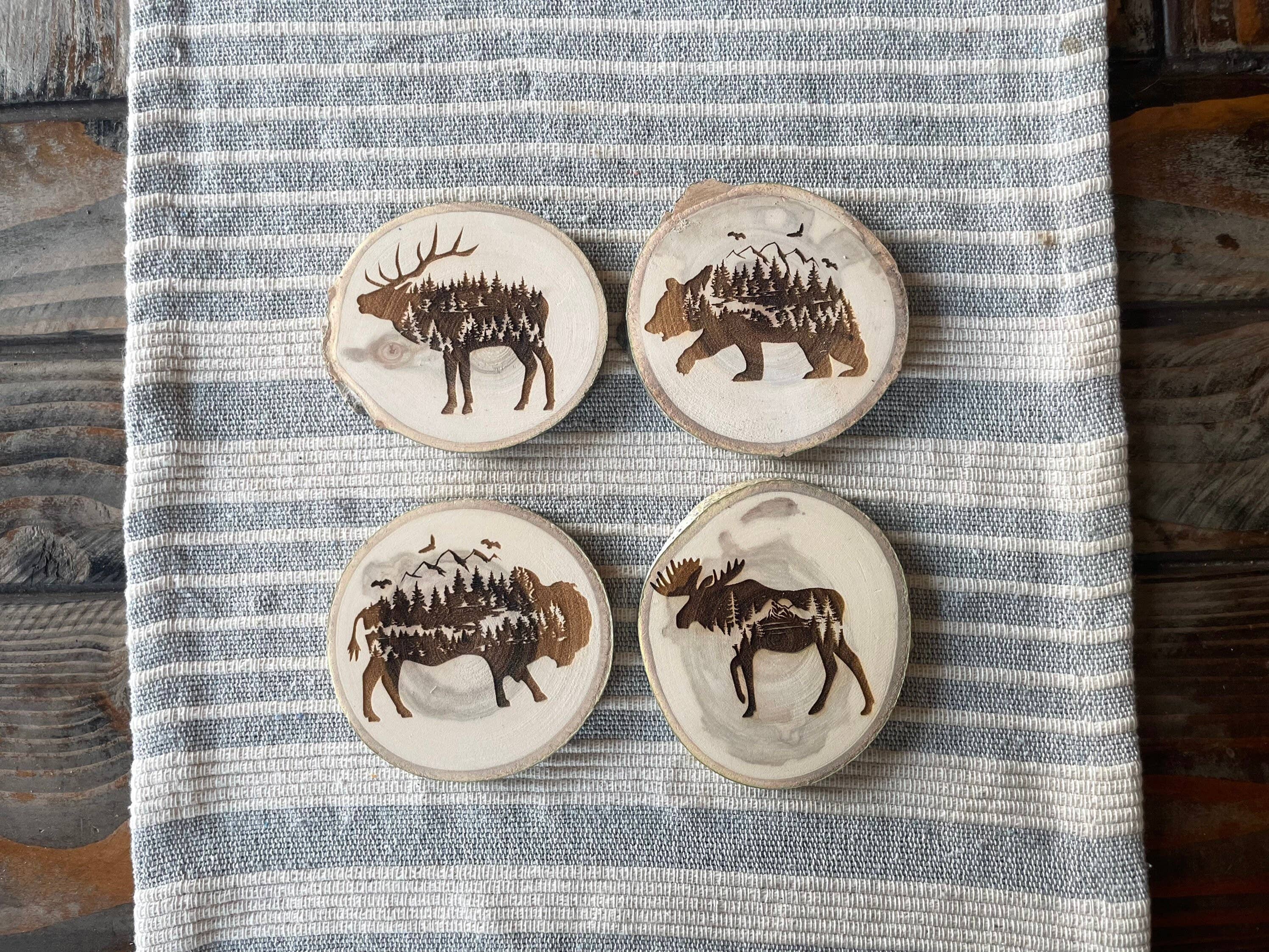 Parks Art Collection - Wholesale Coasters - Bison Coaster, Aspen Wood, Laser Engraved, Buffalo Art4