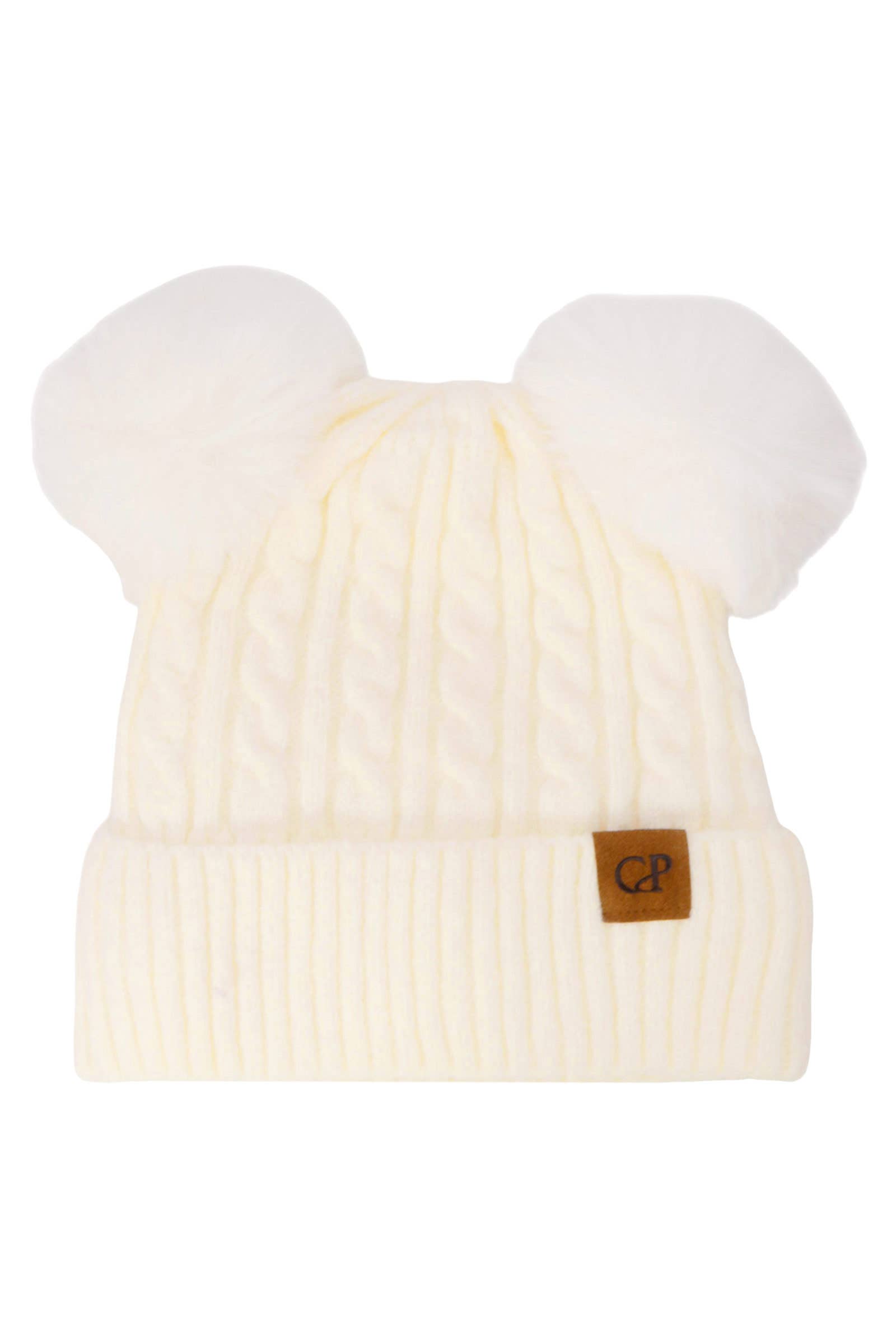 ASSORTI Zachte Neutrale Kabelgebreide Dubbele Pompon Muts voor groothandel op Faire11