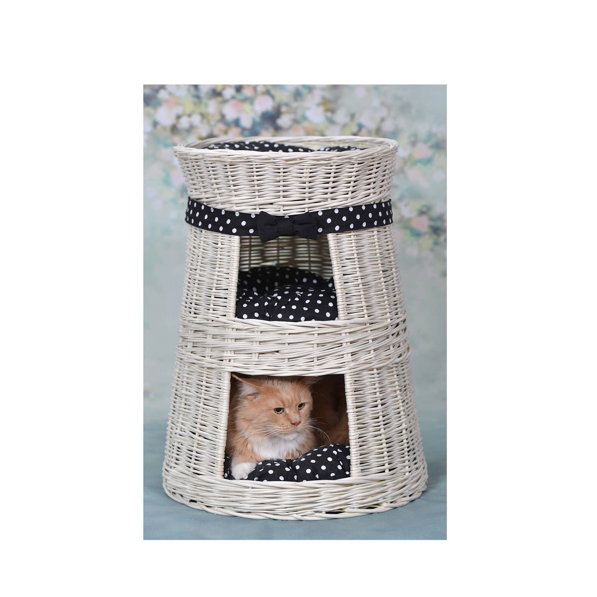 The Wicker Stories - Wholesale Pet Bed - Cat/Dog - Wicker Round Pet House, Whitewashed Pet Bed, Natural5