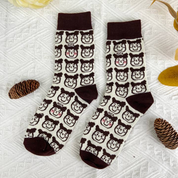 mildstyles - Wholesale Socks - Women's - Black and white cartoon mid-calf cute trendy socks3