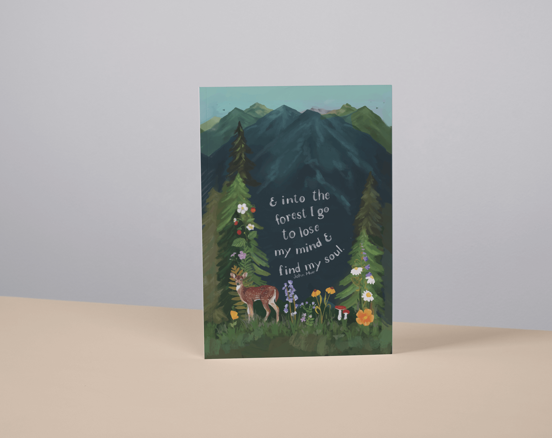 glad you're here co - Wholesale Notebook - Wilderness Forest Notebook – Softcover, 100 Lined Pages, Nature Corner Art, Inspirational John Muir Quote2