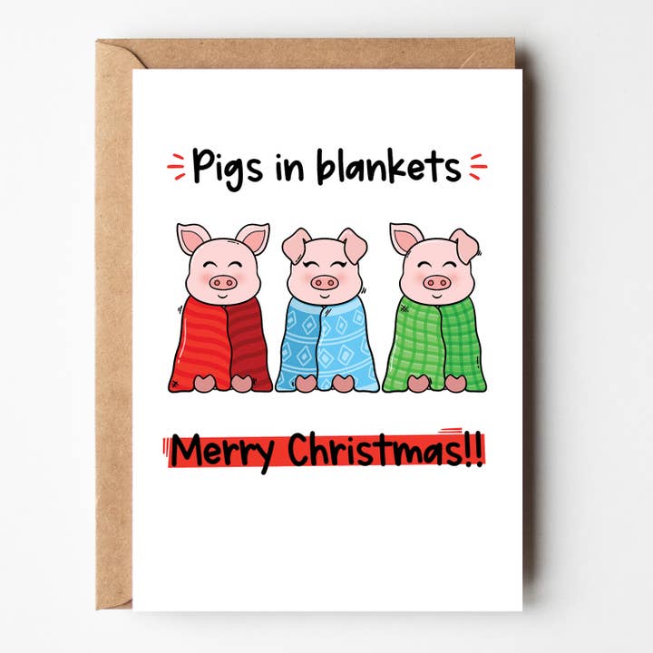 Pigs In Blankets! - Pigs Christmas Recyclable Greeting Card for wholesale by The Laughing Sloth