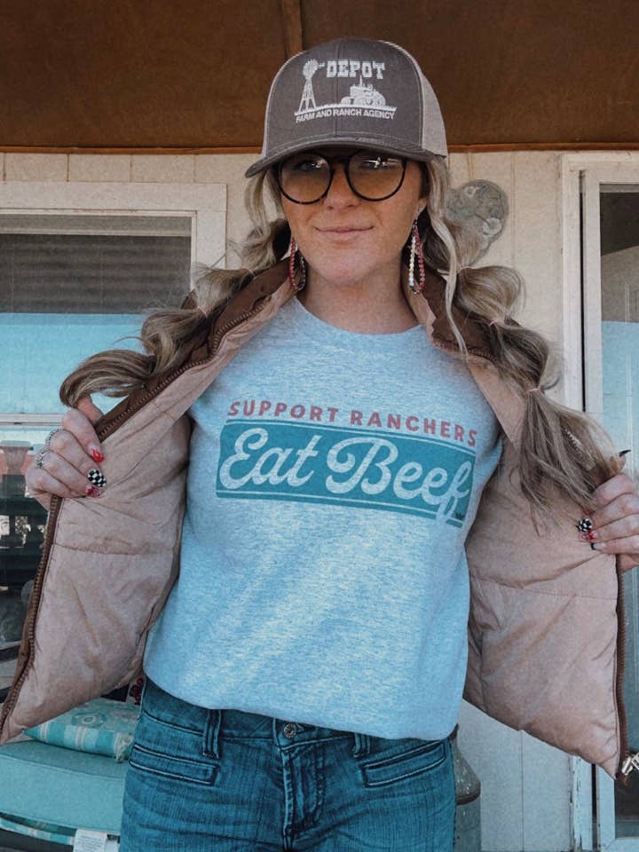 Support ranchers eat beef sweater for wholesale by Maggi Mae's