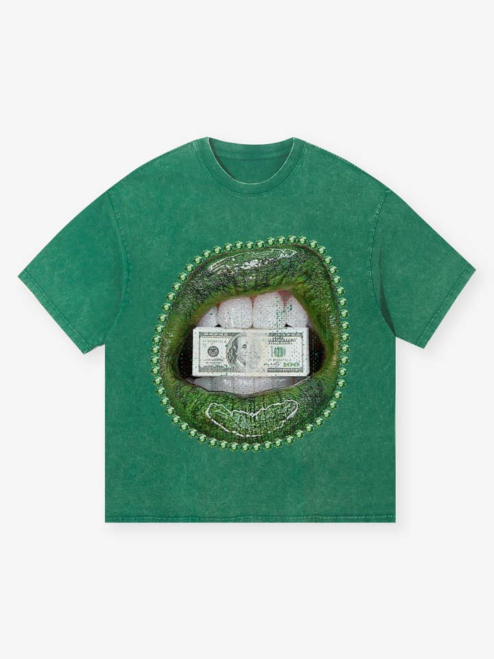 Morde com força a T-shirt estampada com dinheiro. por atacado de NOISSEY