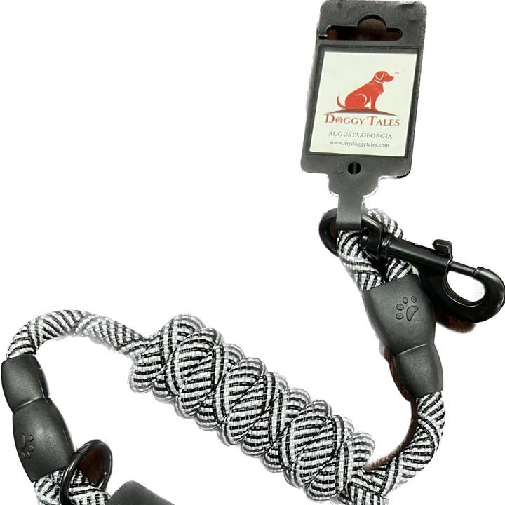 Braided Rope Leash - Black/White for wholesale by DOGGY TALES