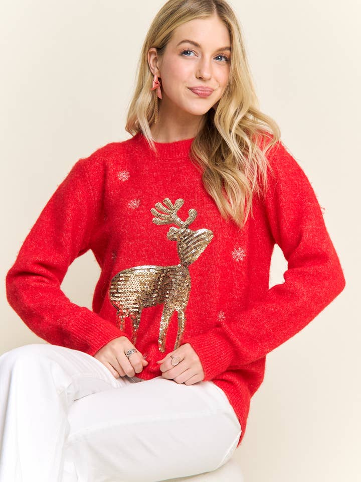 CESW4069-CHRISTMAS SNOWFLAKE SWEATER KNIT TOP for wholesale by ADORA LA