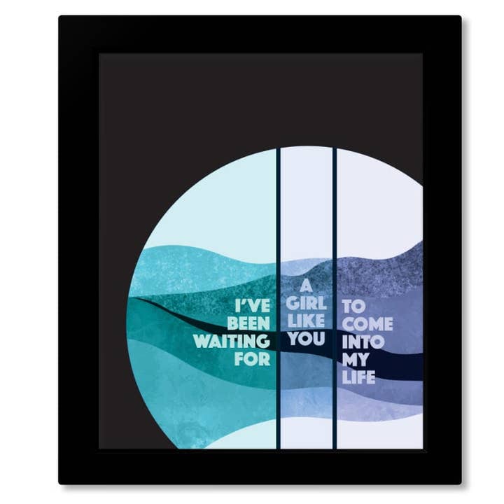 Song Lyrics Art - Wholesale Art Print - Waiting for a Girl Like You by Foreigner - Song Lyric Print