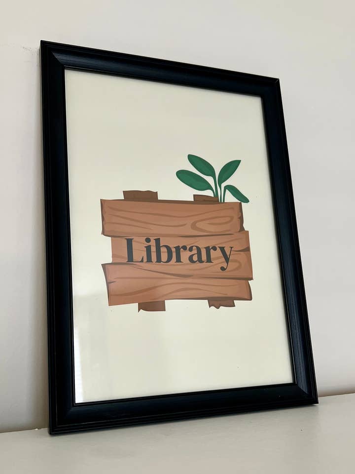 Library Sign A4 Print for wholesale by Brain2Brush