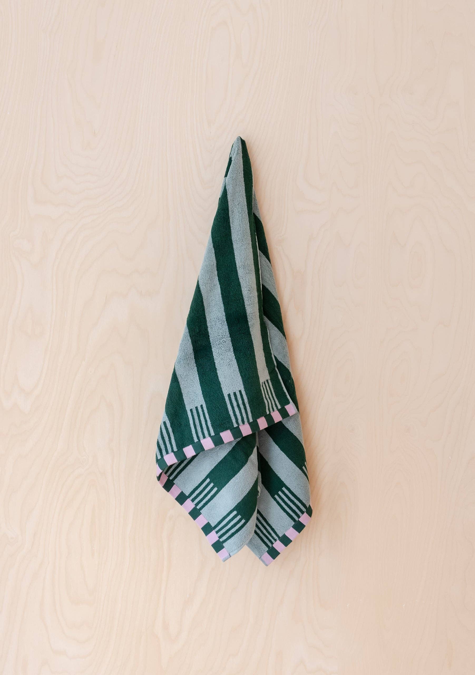 TBCo – wholesale Bath towel – Terry Cotton Towels in Green Stripe6