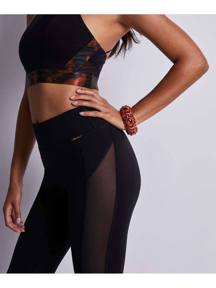 Schwarze Leggings mit transparentem Einsatz – LUZ x AUBADE für den Großhandel von LUZ COLLECTIONS