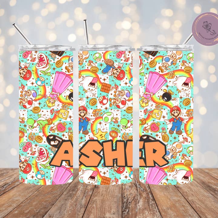 Mario Custom Kid Tumbler for wholesale by Drifting Dogwood Designs
