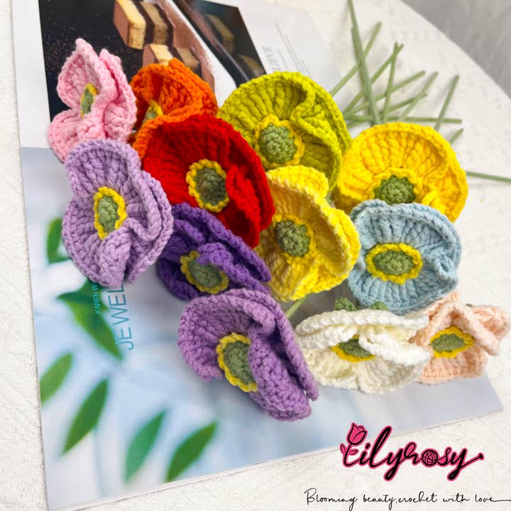Lilyrosy - Wholesale Artificial Flowers - Lilyrosy Crochet Corn Poppys, Handmade Gifts