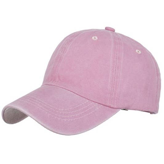 ACCITY - Wholesale Baseball Cap - Women's - Summer Washed Solid Baseball Cap, Sun Hat CWAH20610