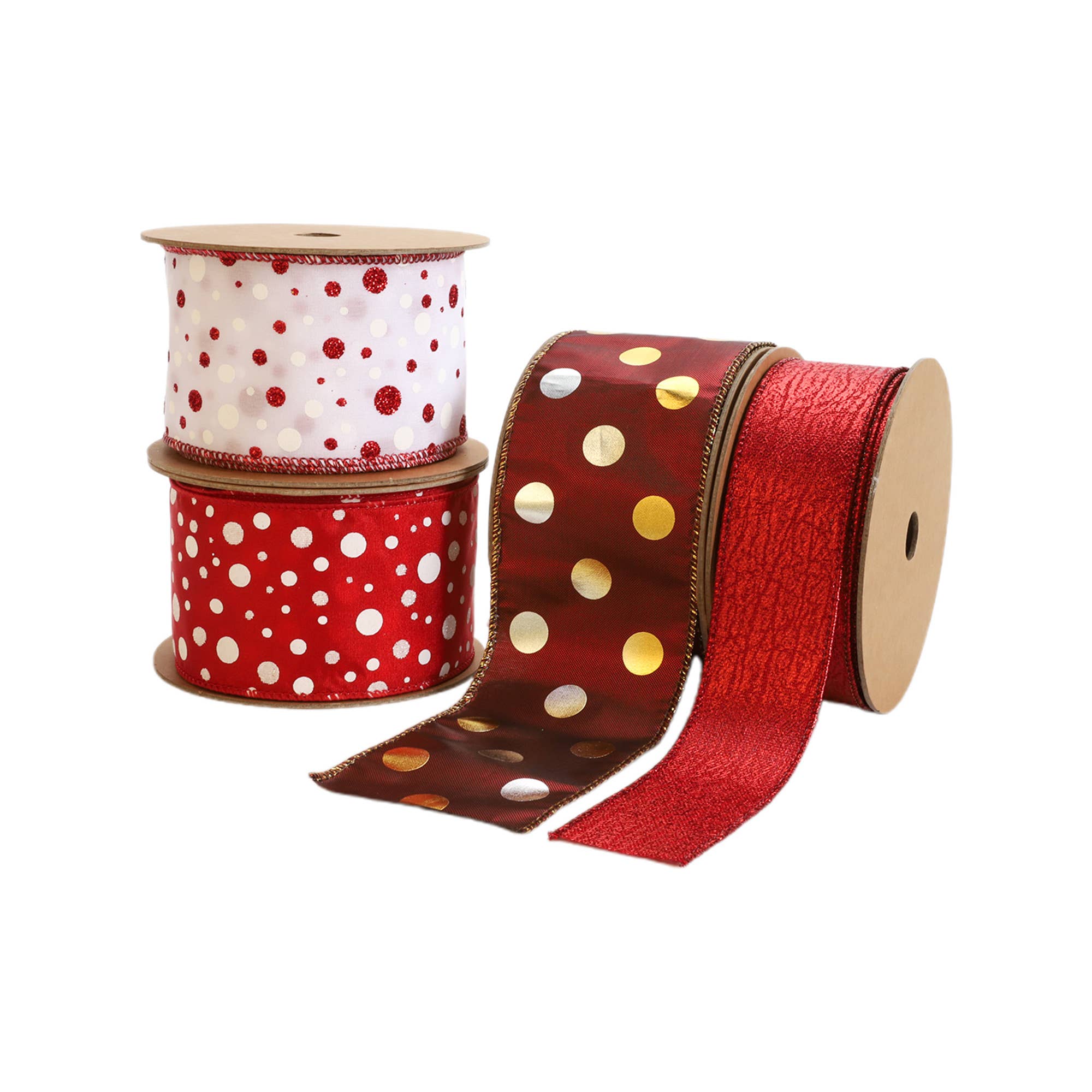 LA Ribbons Wholesale - Wholesale Ribbon - Gift Wrapping - 2 1/2" Holiday Wired Ribbon | Rust Lame w/ Metallic Dot | 10 Yard Roll5