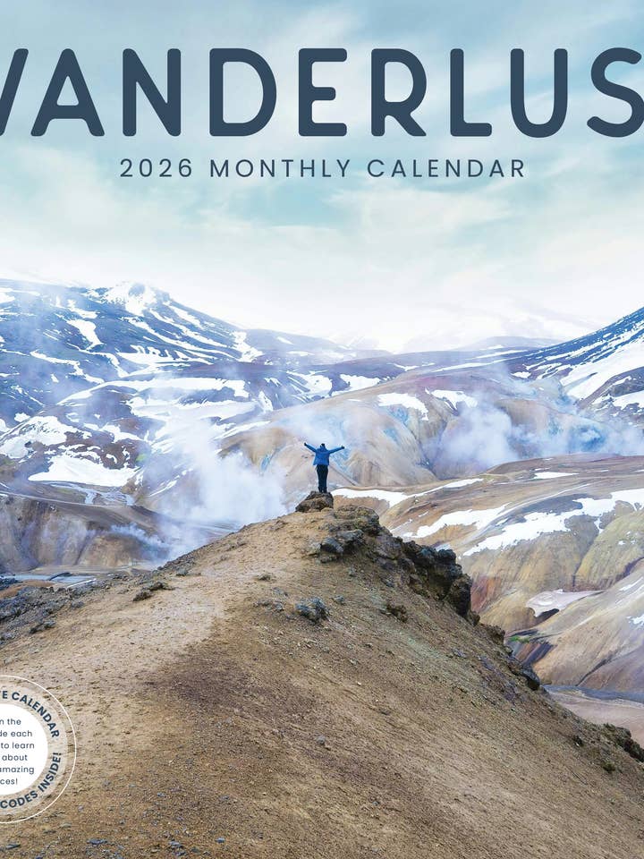 Wanderlust 2026 Wall Calendar Marble City Press for wholesale by Marble City Press
