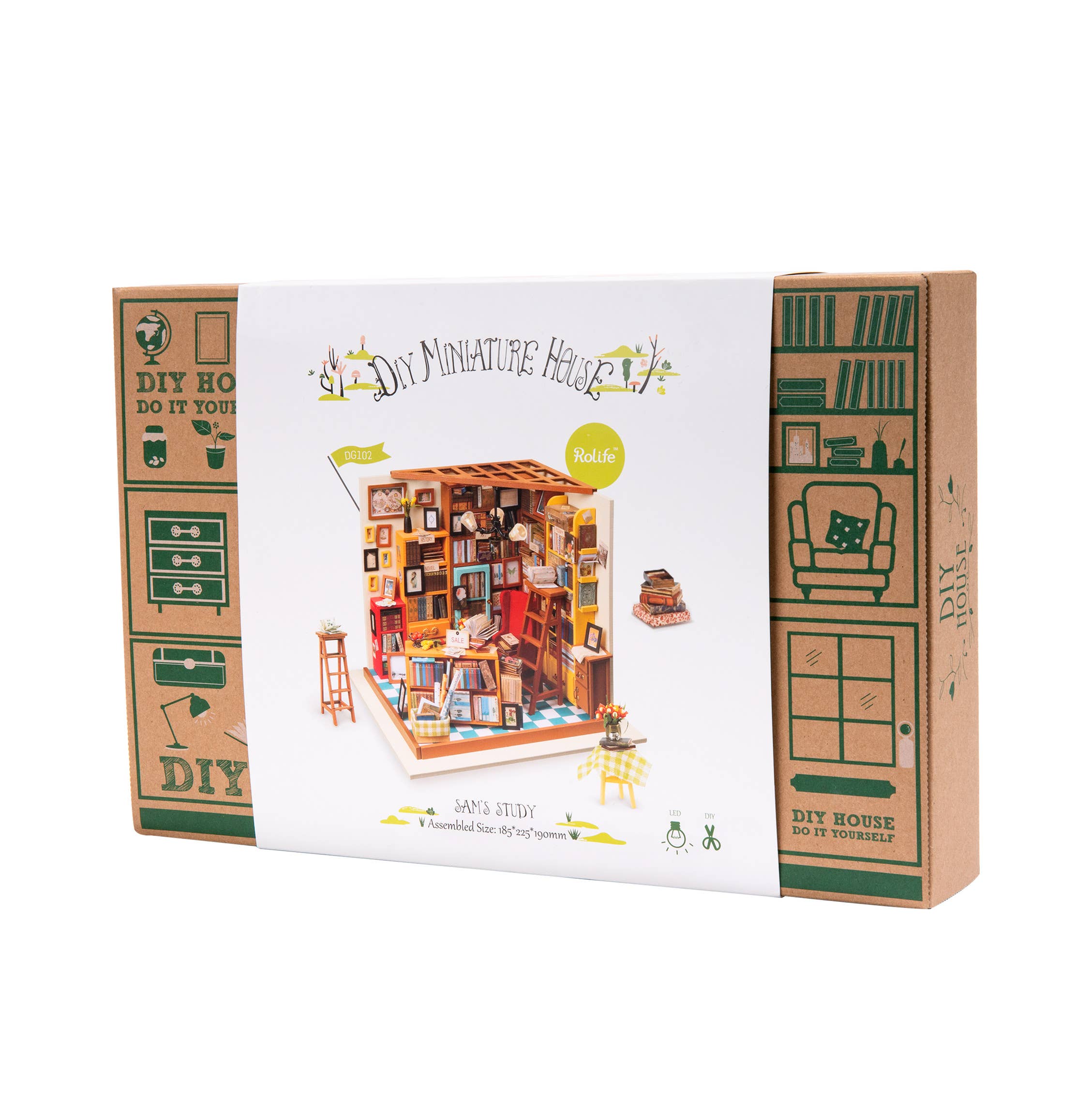 Robotime - Wholesale DIY Craft Kit - DG102 Sam's Study Rolife Library DIY Miniature Dollhouse9