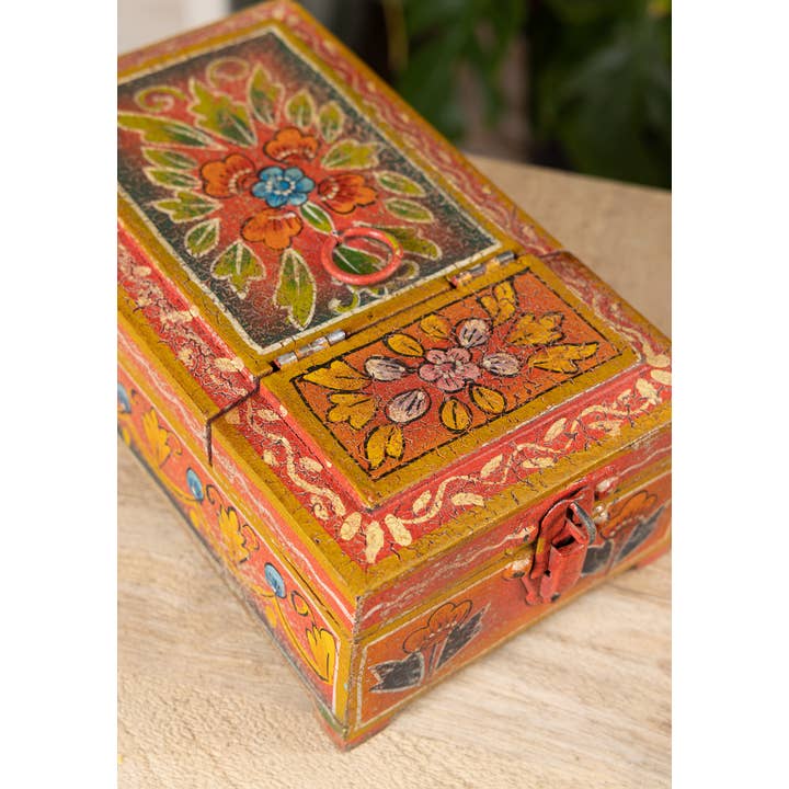 Namaste – wholesale Smyckeskrin och organisatörer – Vintage spegelbox, röd och orange