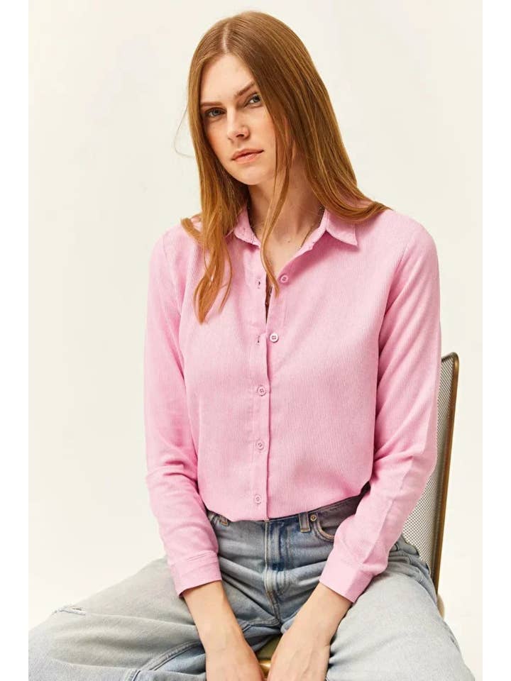 Hoxton Gal – wholesale Buttoned-down shirt – Women's – Fine Ribbed Corduroy Shirt21